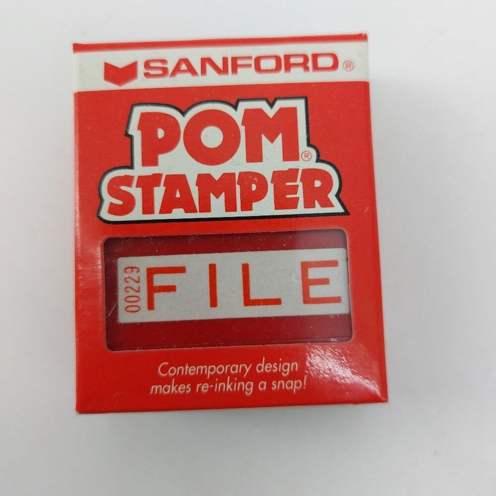 Stanford POM Stamper File 00229 Pre-ink Stamp Office Supplies Red Ink